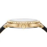 Buy Shop Michael Kors Layton Three Hand Mother of Pearl Black Dial Black Leather Strap Watch For Women - MK2911 USA Online