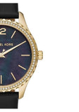 Buy Shop Michael Kors Layton Three Hand Mother of Pearl Black Dial Black Leather Strap Watch For Women - MK2911 USA Online