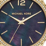 Buy Shop Michael Kors Layton Three Hand Mother of Pearl Black Dial Black Leather Strap Watch For Women - MK2911 USA Online