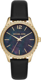 Buy Shop Michael Kors Layton Three Hand Mother of Pearl Black Dial Black Leather Strap Watch For Women - MK2911 USA Online