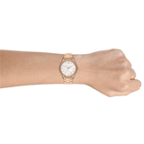 Buy Shop Michael Kors Layton Three Hand Mother of Pearl White Dial Gold Steel Strap Watch For Women - MK6870 USA Online