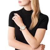 Buy Shop Michael Kors Layton Three Hand Mother of Pearl White Dial Gold Steel Strap Watch For Women - MK6870 USA Online
