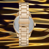 Buy Shop Michael Kors Layton Three Hand Mother of Pearl White Dial Gold Steel Strap Watch For Women - MK6870 USA Online