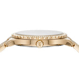 Buy Shop Michael Kors Layton Three Hand Mother of Pearl White Dial Gold Steel Strap Watch For Women - MK6870 USA Online