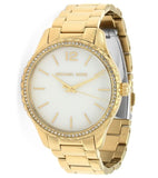 Buy Shop Michael Kors Layton Three Hand Mother of Pearl White Dial Gold Steel Strap Watch For Women - MK6870 USA Online