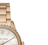 Buy Shop Michael Kors Layton Three Hand Mother of Pearl White Dial Gold Steel Strap Watch For Women - MK6870 USA Online
