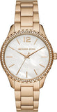 Buy Shop Michael Kors Layton Three Hand Mother of Pearl White Dial Gold Steel Strap Watch For Women - MK6870 USA Online