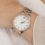 Buy Shop Michael Kors Layton Three Hand Mother of Pearl White Dial Two Tone Steel Strap Watch For Women - MK6849 USA Online
