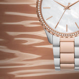 Buy Shop Michael Kors Layton Three Hand Mother of Pearl White Dial Two Tone Steel Strap Watch For Women - MK6849 USA Online
