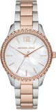 Buy Shop Michael Kors Layton Three Hand Mother of Pearl White Dial Two Tone Steel Strap Watch For Women - MK6849 USA Online