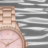 Buy Shop Michael Kors Layton Three Hand Pink Dial Rose Gold Steel Strap Watch For Women - MK6848 USA Online