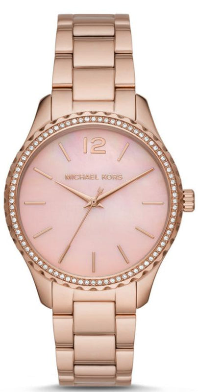 Buy Shop Michael Kors Layton Three Hand Pink Dial Rose Gold Steel Strap Watch For Women - MK6848 USA Online