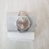 Buy Shop Michael Kors Layton Three Hand Pink Dial Silver Steel Strap Watch For Women - MK7298 USA Online