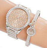 Buy Shop Michael Kors Layton Three Hand Pink Dial Silver Steel Strap Watch For Women - MK7298 USA Online