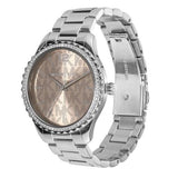 Buy Shop Michael Kors Layton Three Hand Pink Dial Silver Steel Strap Watch For Women - MK7298 USA Online