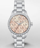Buy Shop Michael Kors Layton Three Hand Pink Dial Silver Steel Strap Watch For Women - MK7298 USA Online