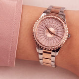 Buy Shop Michael Kors Layton Three Hand Pink Dial Two Tone Steel Strap Watch For Women - MK6894 USA Online