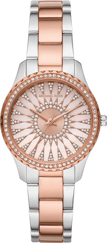 Buy Shop Michael Kors Layton Three Hand Pink Dial Two Tone Steel Strap Watch For Women - MK6894 USA Online
