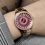 Buy Shop Michael Kors Layton Three Hand Red Dial Rose Gold Steel Strap Watch For Women - MK6893 USA Online