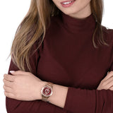 Buy Shop Michael Kors Layton Three Hand Red Dial Rose Gold Steel Strap Watch For Women - MK6893 USA Online