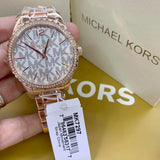 Buy Shop Michael Kors Layton Three Hand Silver Dial Rose Gold Steel Strap Watch For Women - MK7297 USA Online