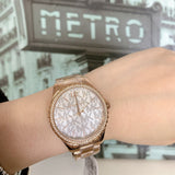 Buy Shop Michael Kors Layton Three Hand Silver Dial Rose Gold Steel Strap Watch For Women - MK7297 USA Online