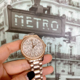 Buy Shop Michael Kors Layton Three Hand Silver Dial Rose Gold Steel Strap Watch For Women - MK7297 USA Online