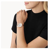 Buy Shop Michael Kors Layton Three Hand Silver Dial Rose Gold Steel Strap Watch For Women - MK7297 USA Online