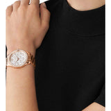 Buy Shop Michael Kors Layton Three Hand Silver Dial Rose Gold Steel Strap Watch For Women - MK7297 USA Online