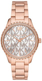 Buy Shop Michael Kors Layton Three Hand Silver Dial Rose Gold Steel Strap Watch For Women - MK7297 USA Online