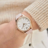 Buy Shop Michael Kors Layton Three-Hand White Dial Pink Leather Strap Watch for Women - MK2909 USA Online
