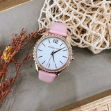 Buy Shop Michael Kors Layton Three-Hand White Dial Pink Leather Strap Watch for Women - MK2909 USA Online