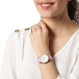 Buy Shop Michael Kors Layton Three-Hand White Dial Pink Leather Strap Watch for Women - MK2909 USA Online