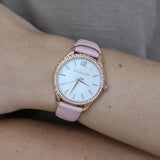 Buy Shop Michael Kors Layton Three-Hand White Dial Pink Leather Strap Watch for Women - MK2909 USA Online