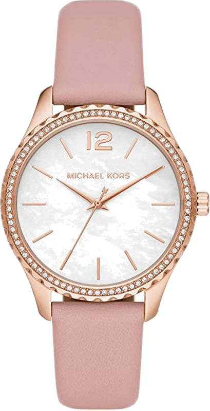 Buy Shop Michael Kors Layton Three-Hand White Dial Pink Leather Strap Watch for Women - MK2909 USA Online