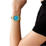 Buy Shop Michael Kors Lennox Analog Blue Dial Gold Steel Strap Watch for Women - MK7460 USA Online