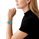 Buy Shop Michael Kors Lennox Analog Blue Dial Gold Steel Strap Watch for Women - MK7460 USA Online