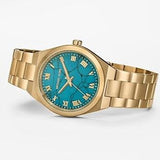 Buy Shop Michael Kors Lennox Analog Blue Dial Gold Steel Strap Watch for Women - MK7460 USA Online
