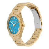 Buy Shop Michael Kors Lennox Analog Blue Dial Gold Steel Strap Watch for Women - MK7460 USA Online