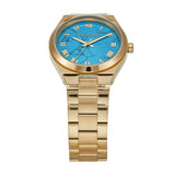Buy Shop Michael Kors Lennox Analog Blue Dial Gold Steel Strap Watch for Women - MK7460 USA Online