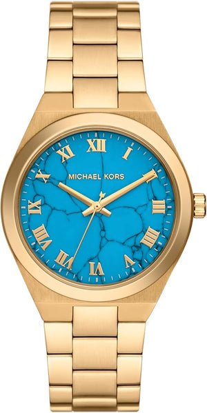 Buy Shop Michael Kors Lennox Analog Blue Dial Gold Steel Strap Watch for Women - MK7460 USA Online
