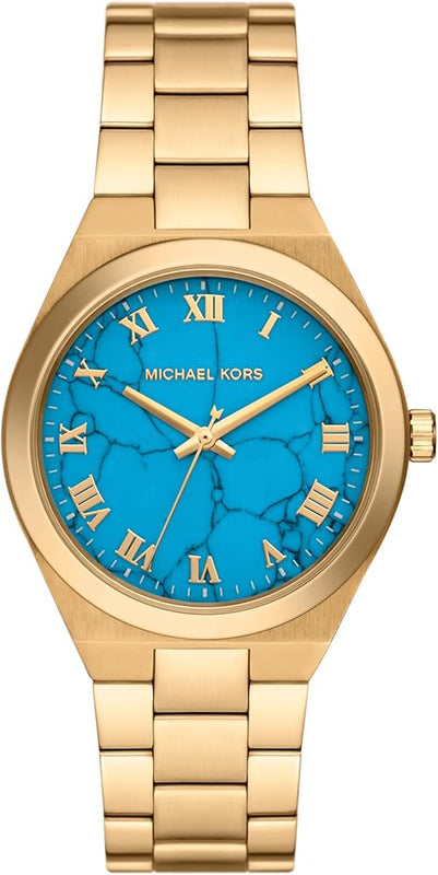 Buy Shop Michael Kors Lennox Analog Blue Dial Gold Steel Strap Watch for Women - MK7460 USA Online