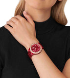 Buy Shop Michael Kors Lennox Analog Crystals Red Dial Red Steel Strap Watch for Women - MK7455 USA Online