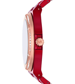Buy Shop Michael Kors Lennox Analog Crystals Red Dial Red Steel Strap Watch for Women - MK7455 USA Online