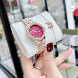 Buy Shop Michael Kors Lennox Analog Pink Dial Rose Gold Steel Strap Watch For Women - MK7396 USA Online