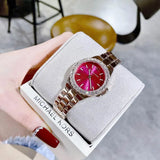 Buy Shop Michael Kors Lennox Analog Pink Dial Rose Gold Steel Strap Watch For Women - MK7396 USA Online