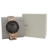 Buy Shop Michael Kors Lennox Chronograph Black Dial Rose Gold Steel Strap Watch For Men - MK8940 USA Online