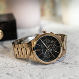 Buy Shop Michael Kors Lennox Chronograph Black Dial Rose Gold Steel Strap Watch For Men - MK9119 USA Online