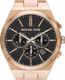 Buy Shop Michael Kors Lennox Chronograph Black Dial Rose Gold Steel Strap Watch For Men - MK9119 USA Online