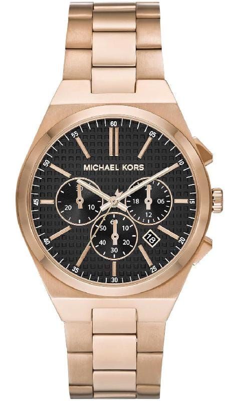 Buy Shop Michael Kors Lennox Chronograph Black Dial Rose Gold Steel Strap Watch For Men - MK9119 USA Online